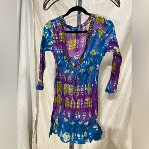 Blue Island size S tie dye dress/ summer/ swim cover